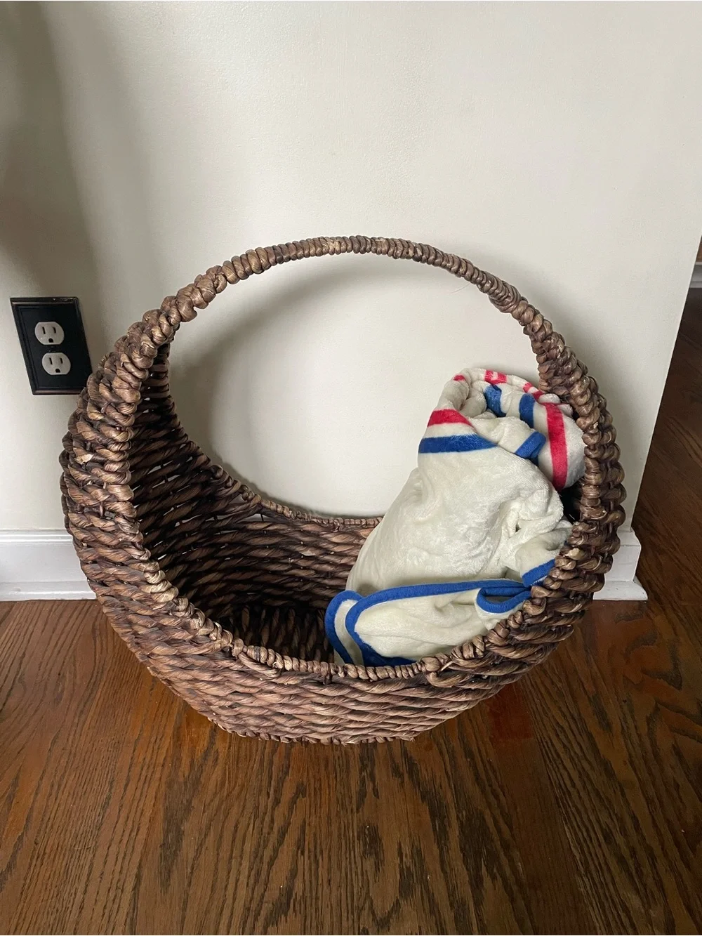 Woven Round Handle Storage Basket - Brown